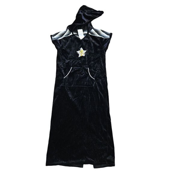 Vtg Looney Lunes Tweety Bird Velvet Dress Girls 6/6x Black Hooded 1998 90s Sport - Picture 1 of 8